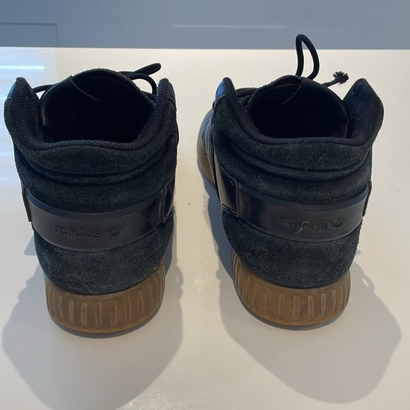 10 Adidas Men’s High Top strap Black Leather + Suede - Picture 5 of 10